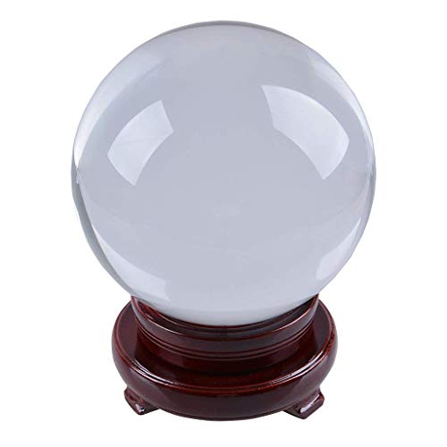 Longwin, boule en cristal K9 de 150 mm de diamètre, accessoire de photographie transparent avec support rotatif rouge en bois et boite d’emballage