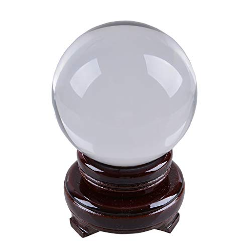 Longwin, boule en cristal K9 de 100 mm de diamètre, accessoire de photographie transparent avec support rotatif rouge en bois et boite d’emballage