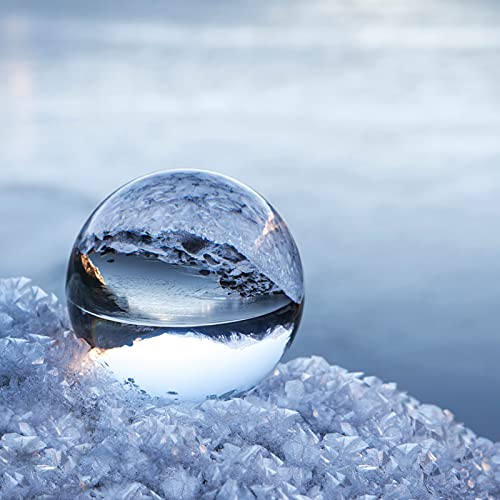 Boule de Cristal avec Support, NinkBox Boule de Décoration, K9 Cristal Boule pour la Photographie/Divination, Boule en Verre Transparente comme Cadeau(80mm)