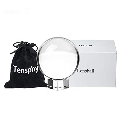 Tensphy K9 Boule de Cristal avec Support Décor d'art Clair K9 Cristal Prop pour la Décoration de la Photographie