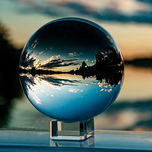 IZSUZEE K9 Boule de Cristal 100mm avec Embase de Crystal Lensball Boule en Verre Neige Personnalisable pour la Decoration de la Photographie/Bureau/Interieur/Maison
