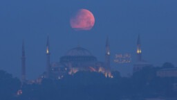 A total lunar eclipse visible over part of the globe