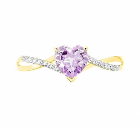 Clothilde Ring Yellow Gold Amethyst And Cubic Zirconia