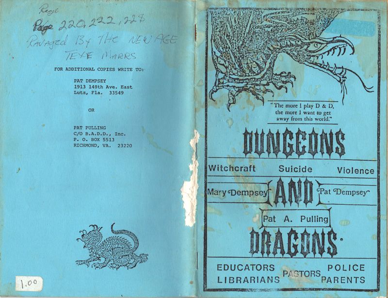 Un flyer de l'association BADD associe Donjons & Dragons à la sorcellerie, la violence et les suicides.