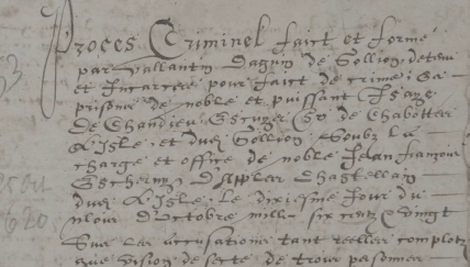 Report of a trial for the crime of witchcraft in Gollion (VD), in 1615