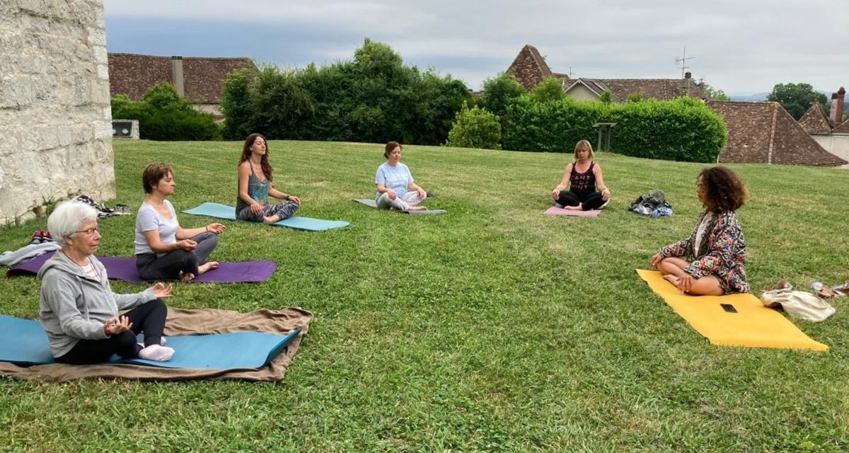 Orthez we tested heritage yoga at the Moncade Tower