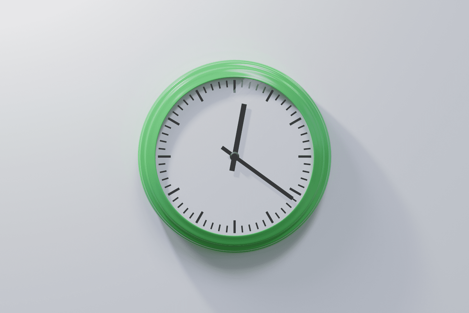 green clock on a white wall 