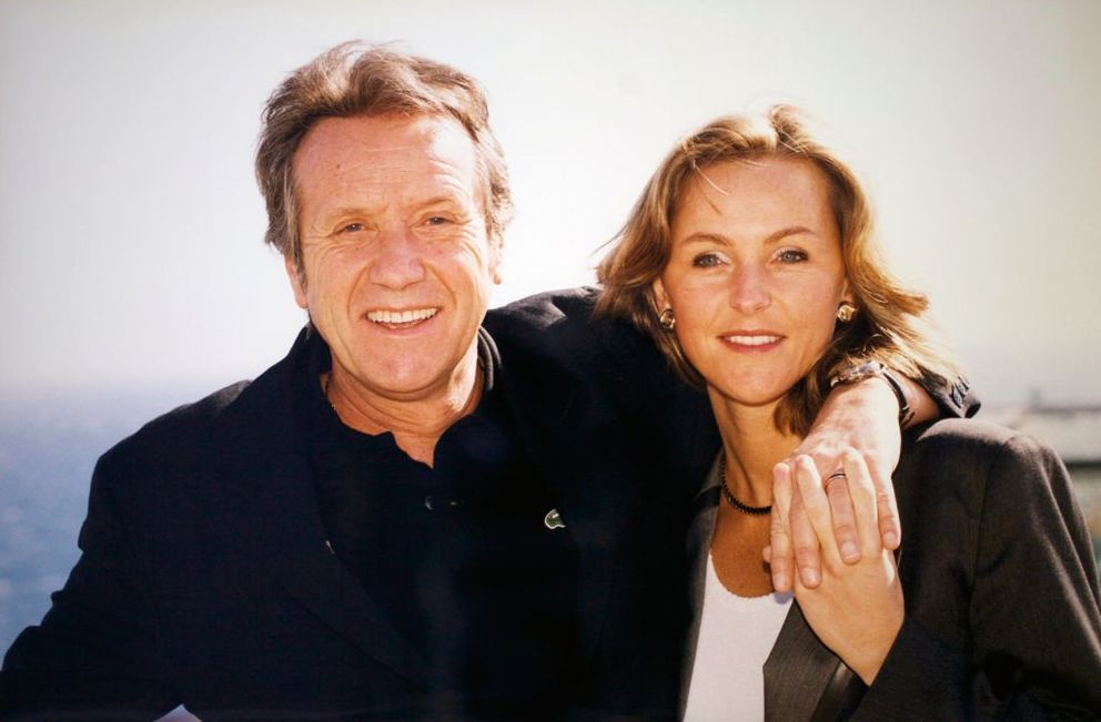 Portrait of actor Yves Rénier and his wife Karine in February 1998 in France.  І Source: Getty Images