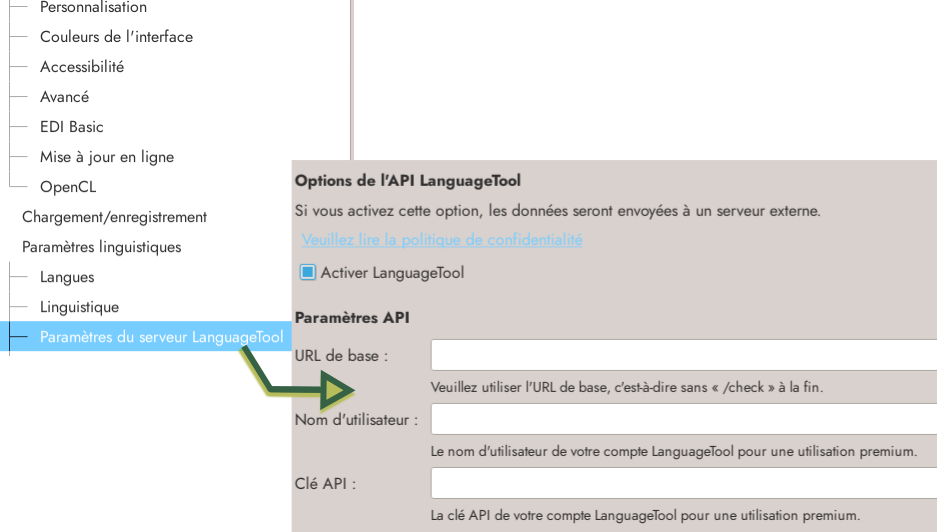 Activation de LangageTools dans LibreOffice 7.4
