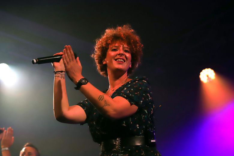 Mylène Madrias, the explosive singer of the group Trois Cafés Gourmands