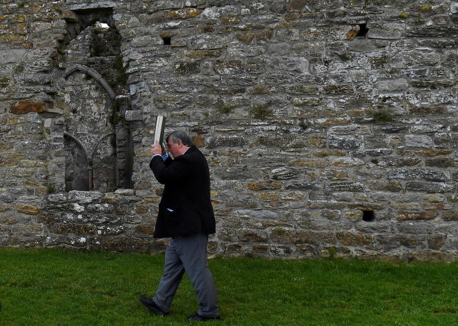 At the ruins of the 6th-century Clonmacnoise Monastery, in Clonmacnoise, Ireland, on June 18, 2022. 