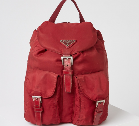 Vintage backpack with leather details