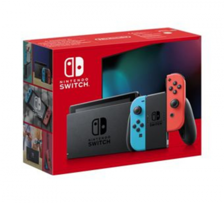 Nintendo Switch console with pair of wireless Joy-Con Neon Red and Blue V3