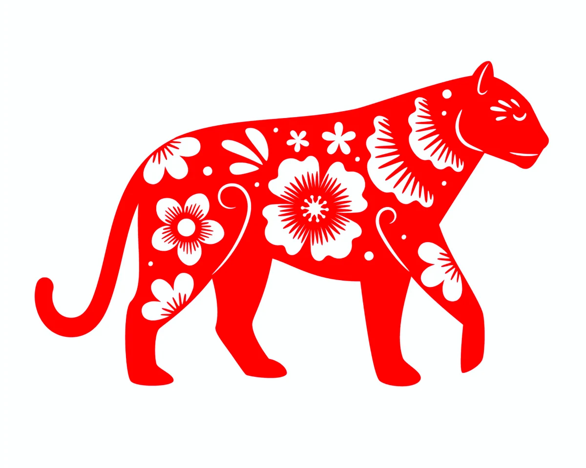 red tiger on white background chinese horscope