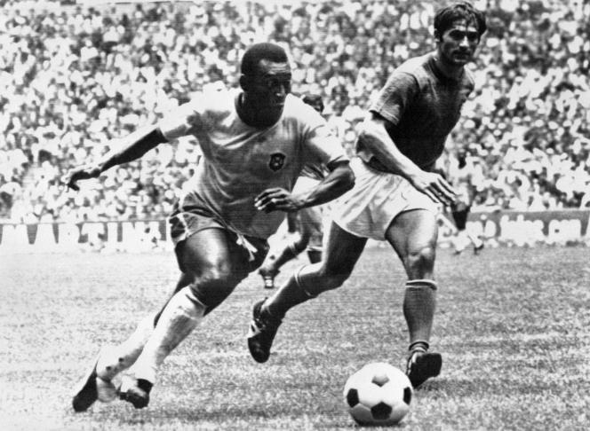Pelé, lors de la finale de coupe du monde de 1970, au mexique.