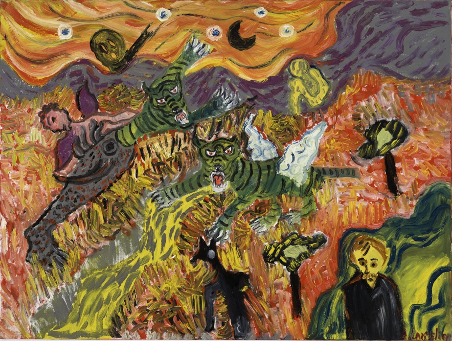 Nightmare with tigers, 2008, Anick Langelier, oil on canvas, 76 x 102 cm