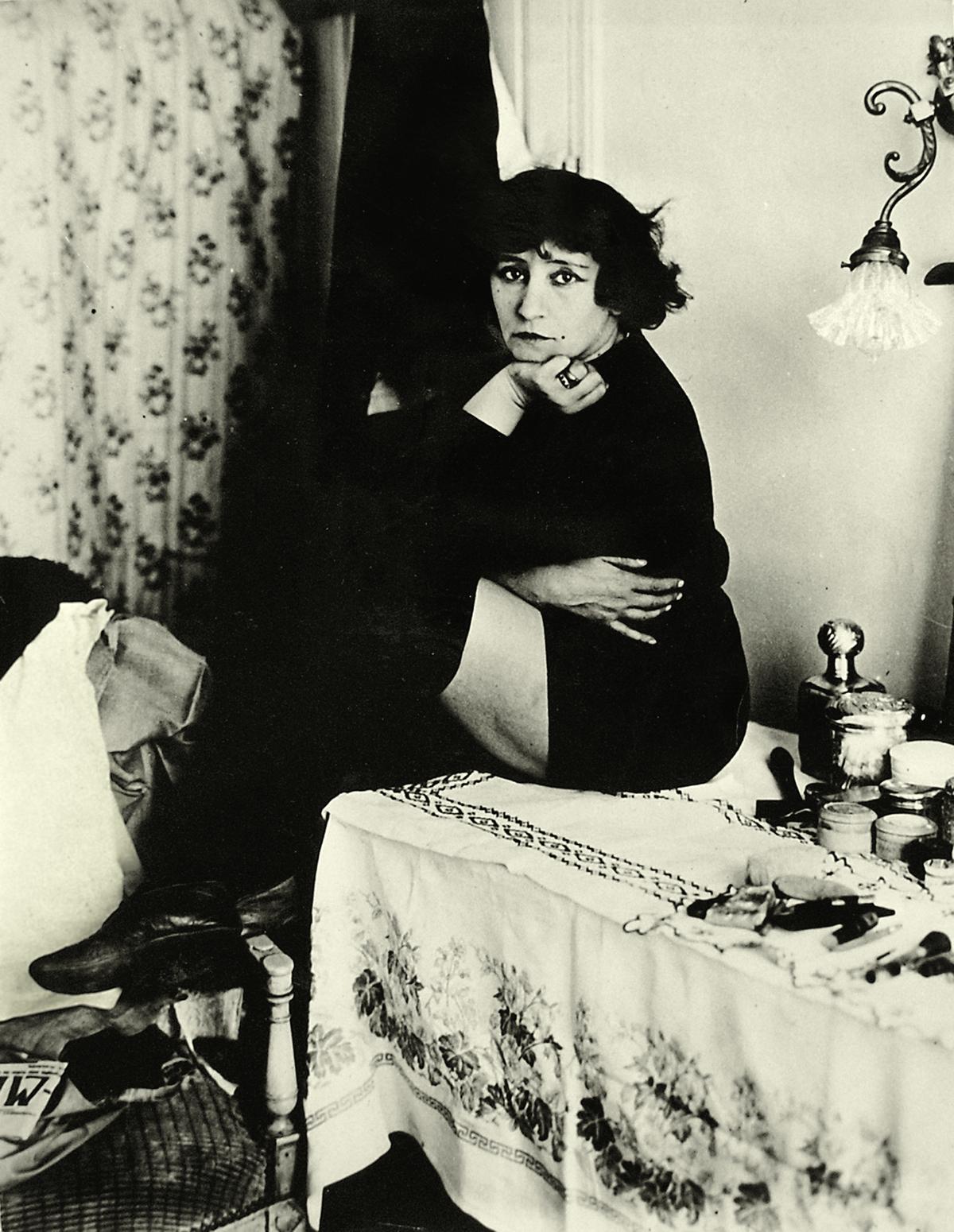 “Colette liked to define herself as a music-hall artist”.  Here she is in her dressing room, around 1910.