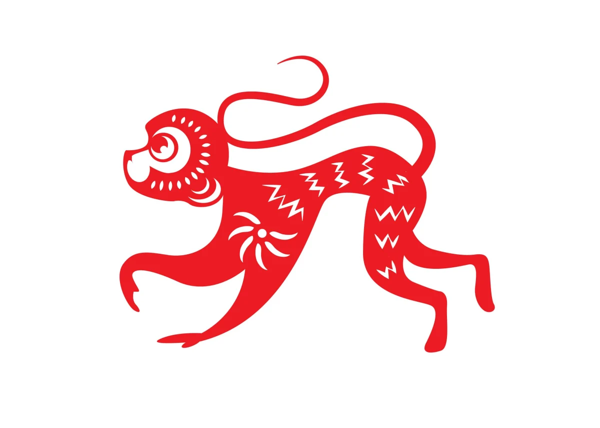 monkey horoscope 2023 red on white background
