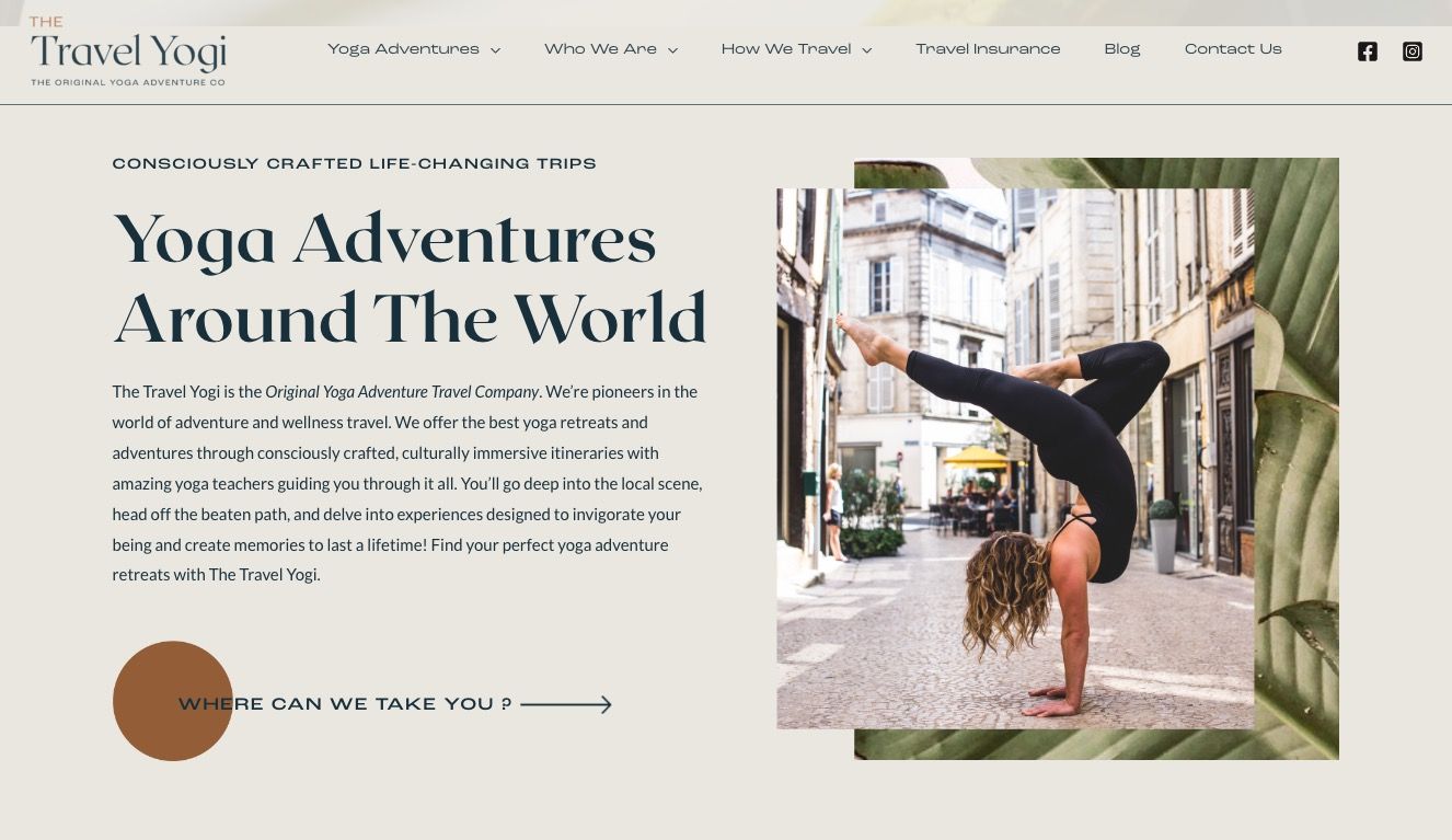 Screenshot of The Travel Yogi website