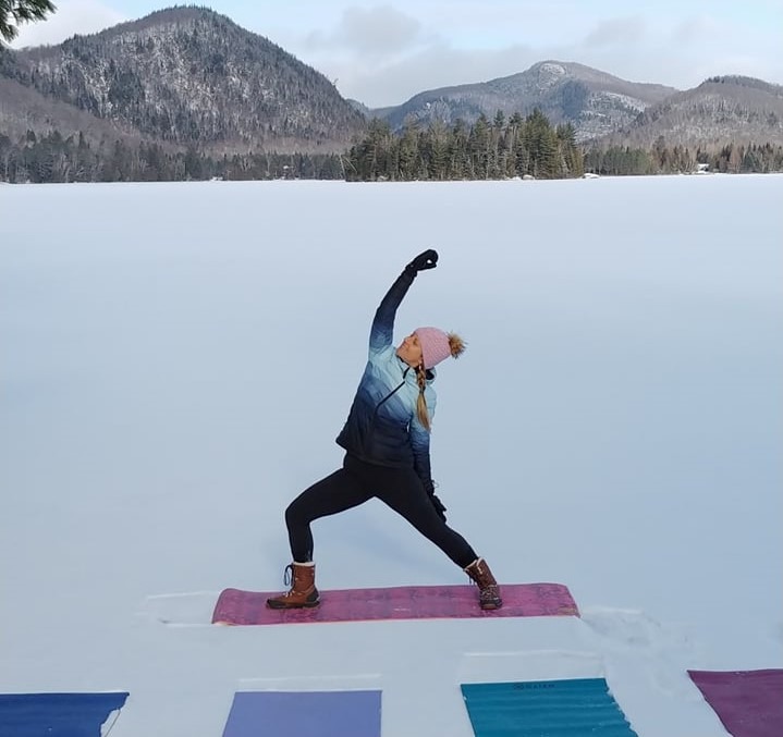 Participate in a free yoga on snow session